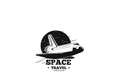 Shuttle logo or space travel vector icon