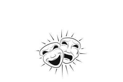 Theatrical comedy and tragedy masks vector icon