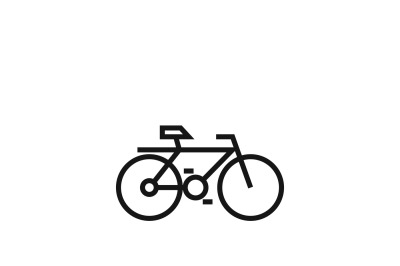 Bicycle line symbol or travel velocity bike outline vector icon