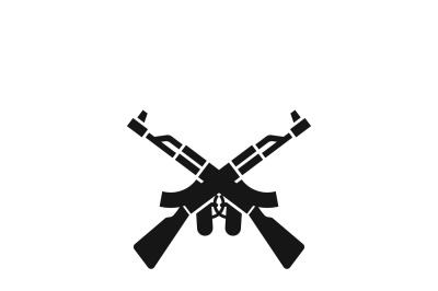 Crossed machine guns like kalashnikov ak47 vector icon