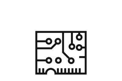 Electronics computer circuit chip vector icon