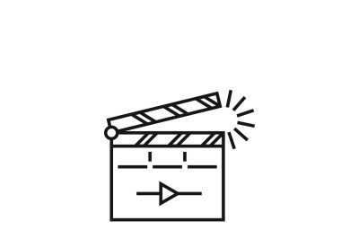 Film clapping clap board or clapperboard vector icon