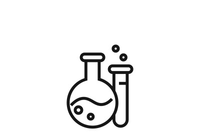 Flask and beaker equipment lab vector icon