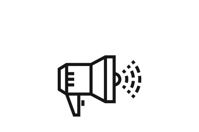 Megaphone announcement sign or loudspeaker bullhorn vector icon