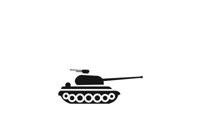 Military tank sign or fire warfare artillery vector icon