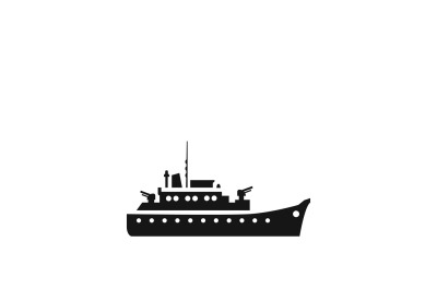 Navy military warship silhouette vector icon