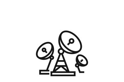 Telecommunications or radio broadcasting antenna vector icon