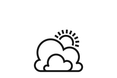 Weather symbol or sun and clouds outline vector icon