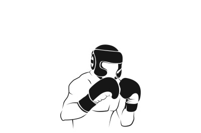 Boxer silhouette or boxing combat vector icon