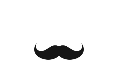 Curly mustache 70s retro man vector icon