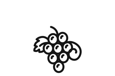 Hanging grapes or vine grape with leaves vector icon