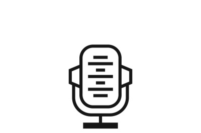 Retro microphone or stage audio record, news studio vector icon