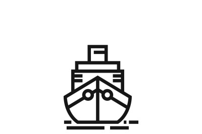 Cargo ship sign or cruise shipping vector icon