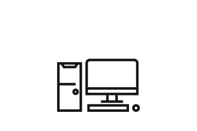 Computer desktop sign or PC vector icon