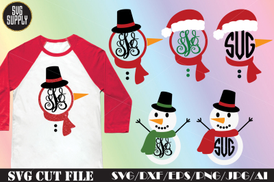 Snowman Monogram Set SVG Cut File