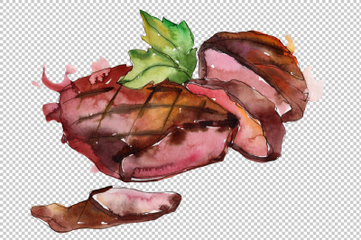 Meat steaks PNG watercolor set &nbsp;