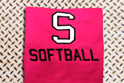 S for Softball | Applique Embroidery