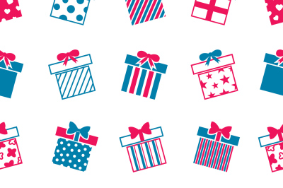 Vector gift boxes seamless pattern