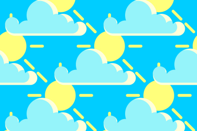 Vector clouds and the sun good weather seamless pattern