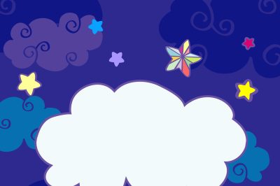 Vector nighttime cartoon clouds frame