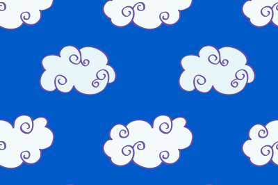 Vector hand drawn clouds over the blue sky seamless pattern