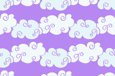 Pastel colored vector hand drawn clouds seamless pattern