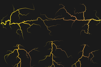 Vector yellow lightnings over black background