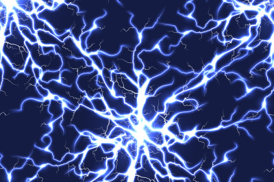 Electric blue vector lightning seamless pattern