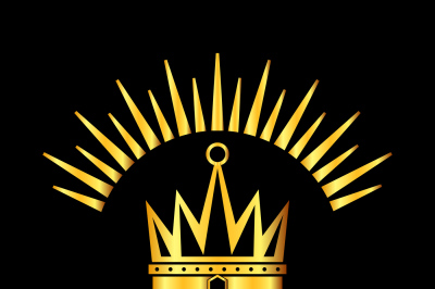 Premiun glowing crown logo in gold black