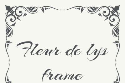 Fleur de lys ornate frame white background