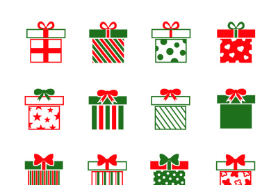 Christmas gift boxes vector icons set