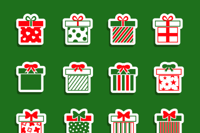 Christmas gift boxes vector icons set