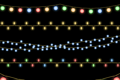 Glowing Christmas garlands vector background