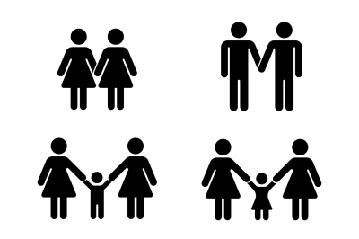 Vector gay family icons over white