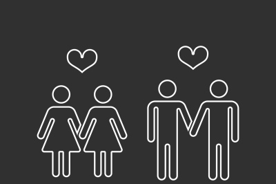 Vector gay pairs in love thin line icons