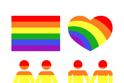 Vector rainbow gay LGBT rights icons and symbols