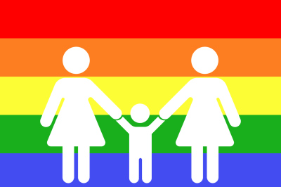 Gay family icon rainbow background