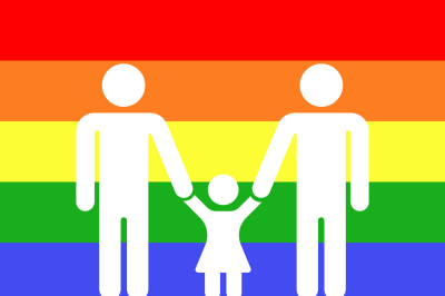 Gay family icon rainbow background