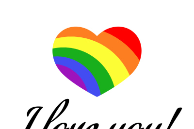 Vector gay LGBT rainbow love Valentine greeting card