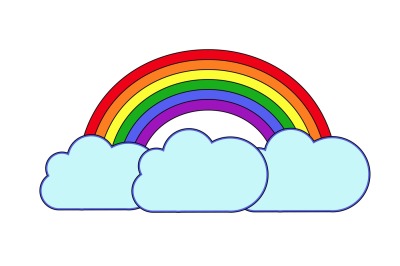 Vector rainbow and clouds on white background