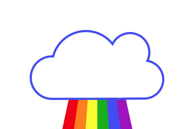 Vector rainbow and cloud white background