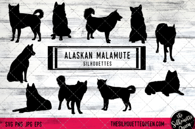 Alaskan Malamute Vector Silhouettes