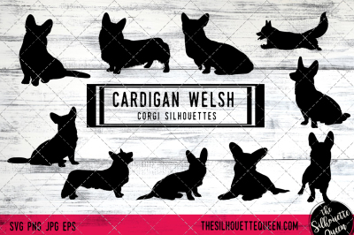 Cardigan Welsh Corgi Vector Silhouettes