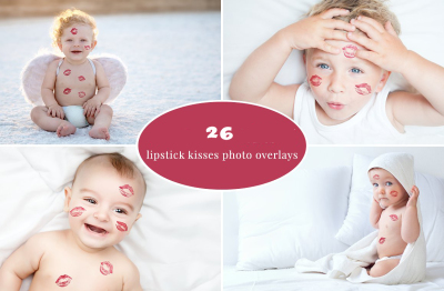 26 lipstick kisses Photo Overlays in PNG, Photography