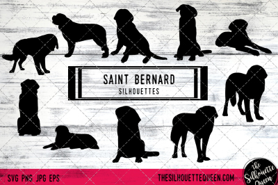 Saint Bernard Dog Silhouette Vectors