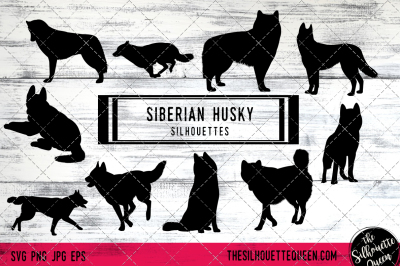 Siberian Husky Dog Silhouette Vectors 