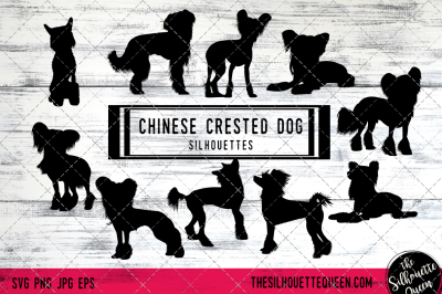 Chinese Crested Dog Silhouette Vectors