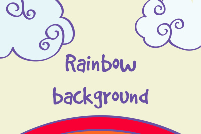 Vector hand drawn rainbow and clouds good weather background