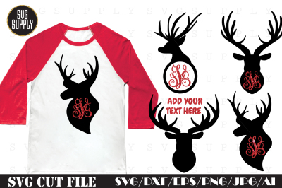 Reindeer Monogram SVG Cut File