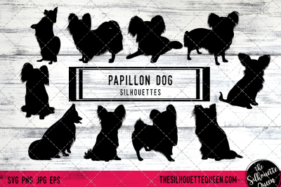 Papillon Dog Silhouette Vectors